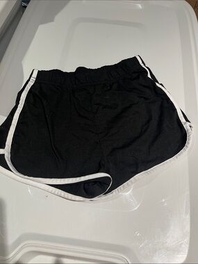 SHEIN Black Athletic Shorts with White Trim
